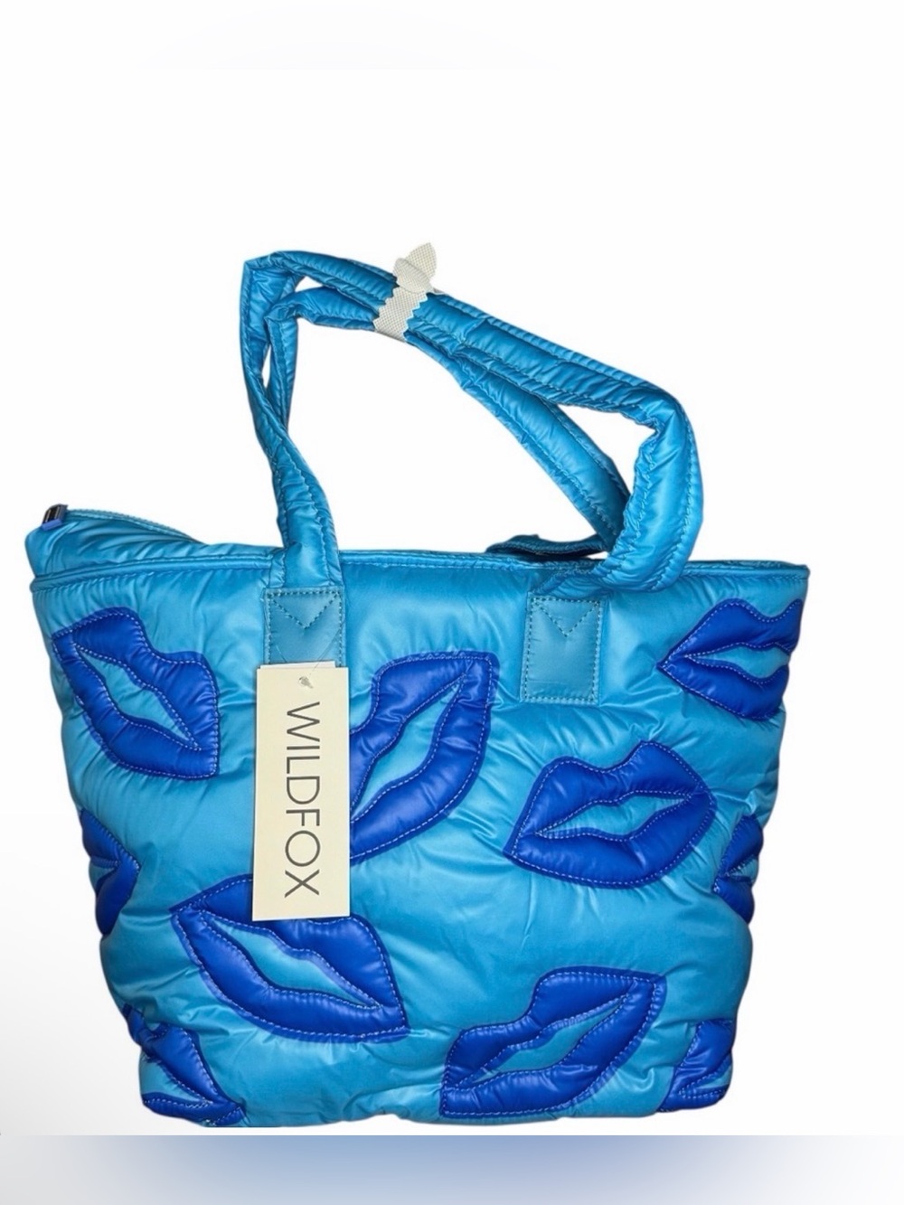 Wildfox Quilted Puffer Lip Bag, blues, nwt